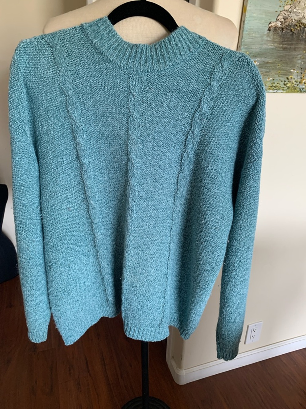 Relaxed Knit Mock-Neck Sweater in Teal